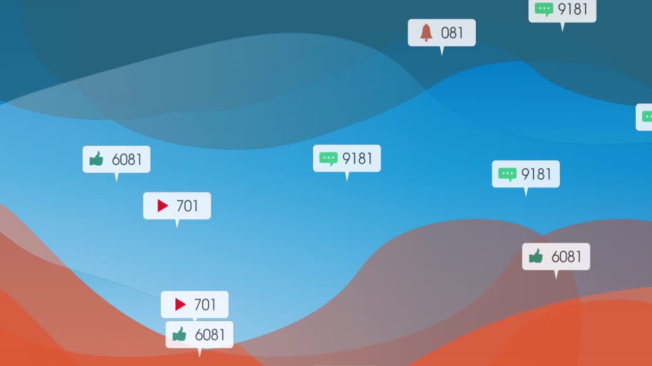 추상적인 패턴 위에 소셜 미디어 데이터 처리의 애니메이션