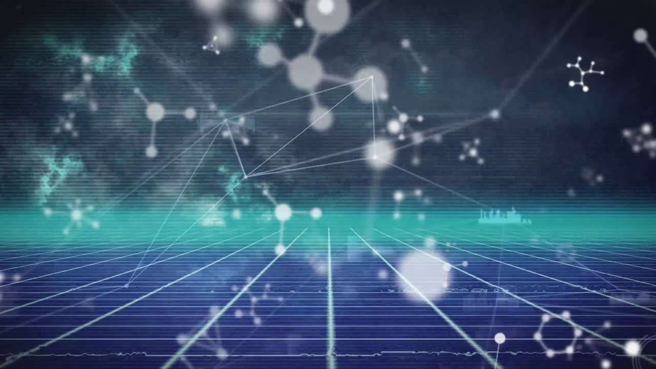 격자 위로 움직이는 분자의 애니메이션