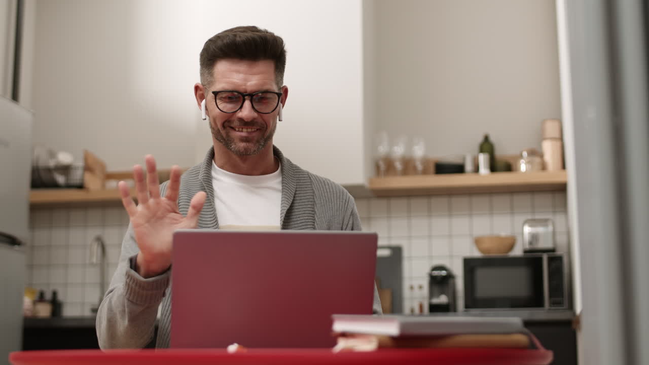 Man Starting Online Conference at Home