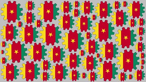 cameroonian flag gears spinning background