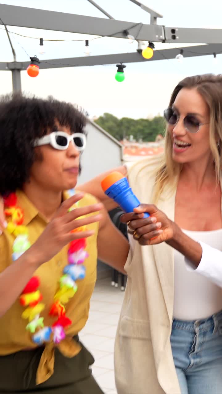 People having fun at rooftop party