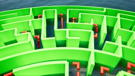 laberinto verde en el fondo del agua 4k
