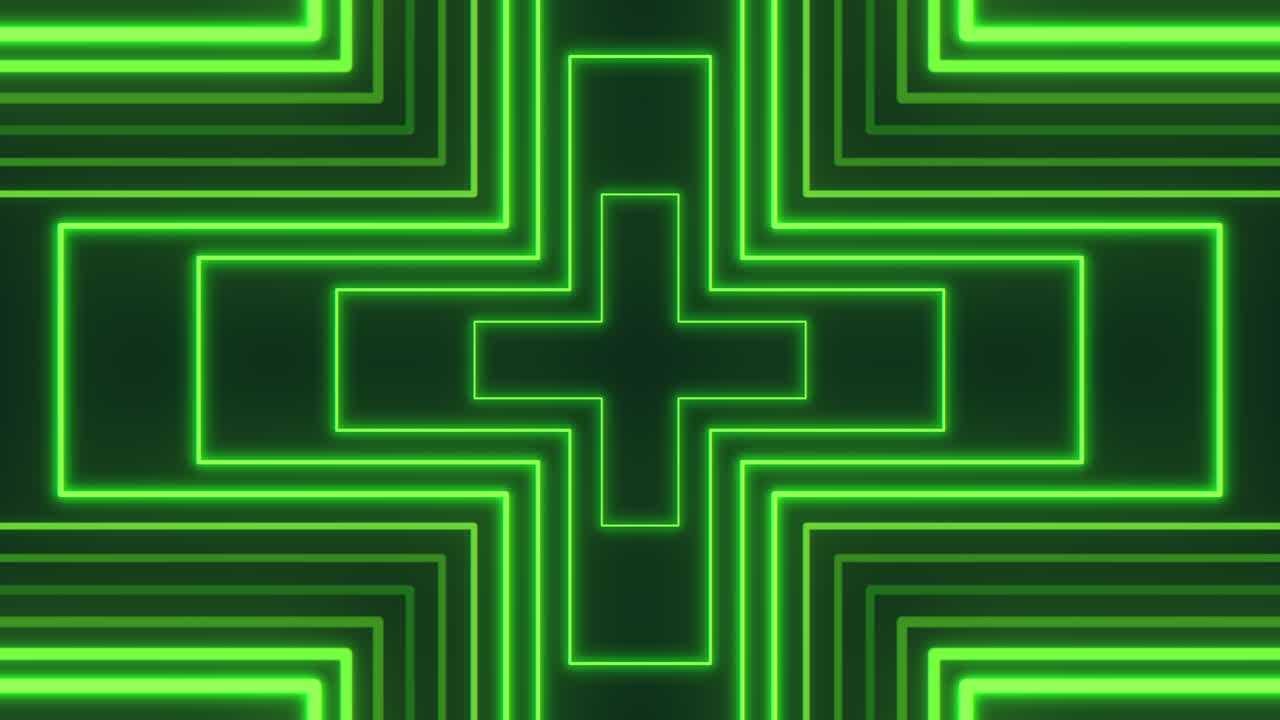 활기찬 초록색 네온 십자가 다재다능한 장식 요소