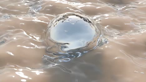 esfera de agua abstracta en superficie beige