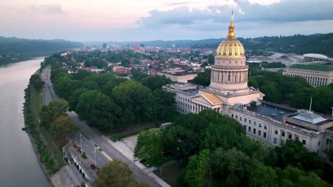 charleston-west-virginia,-west-virginia-state-capital-push-in-at-sunrise