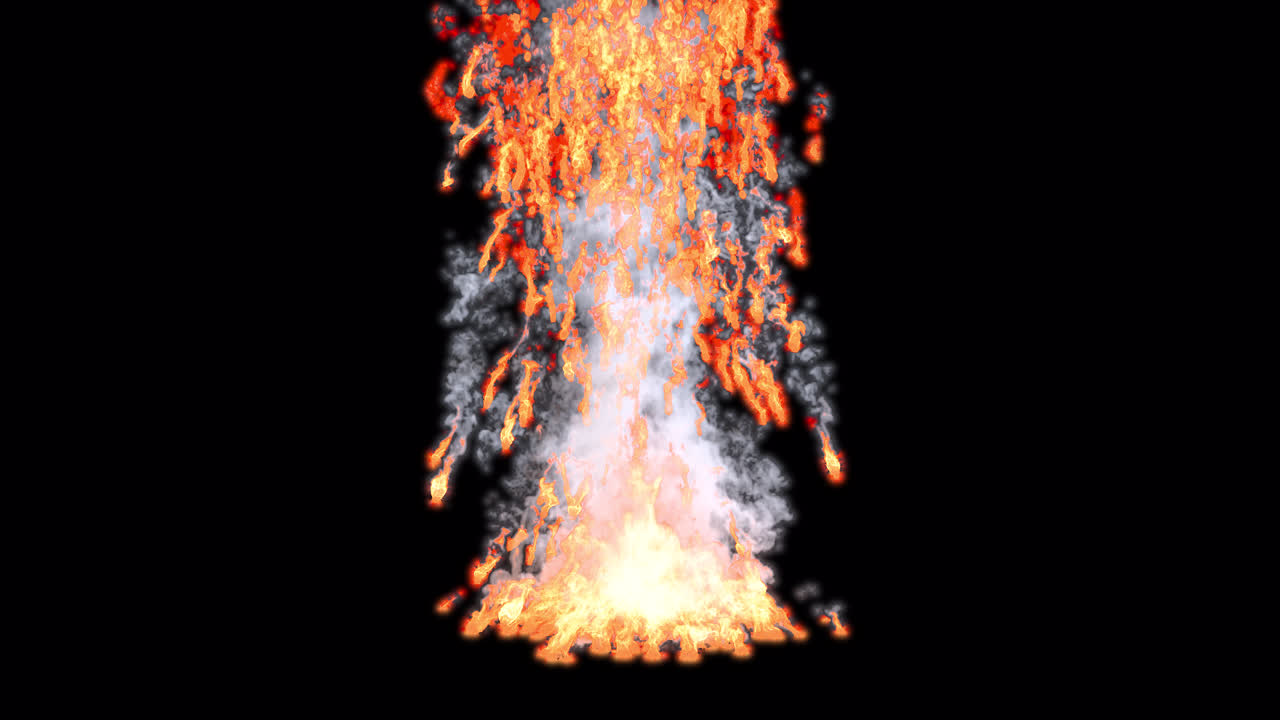 Falling burning debris on transparent background