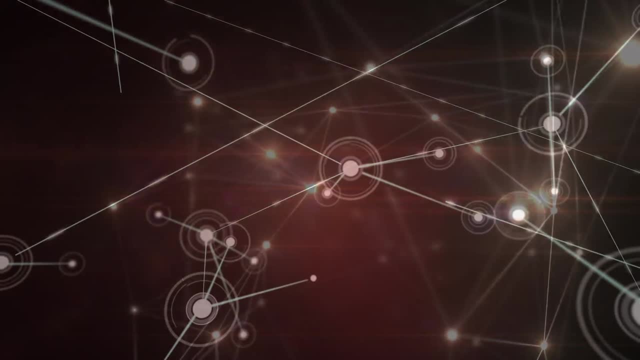 animación de la red de conexiones con iconos en fondo negro