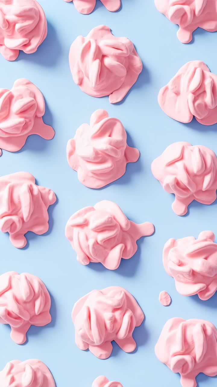 Pink Round Shapes on Blue Background Pattern