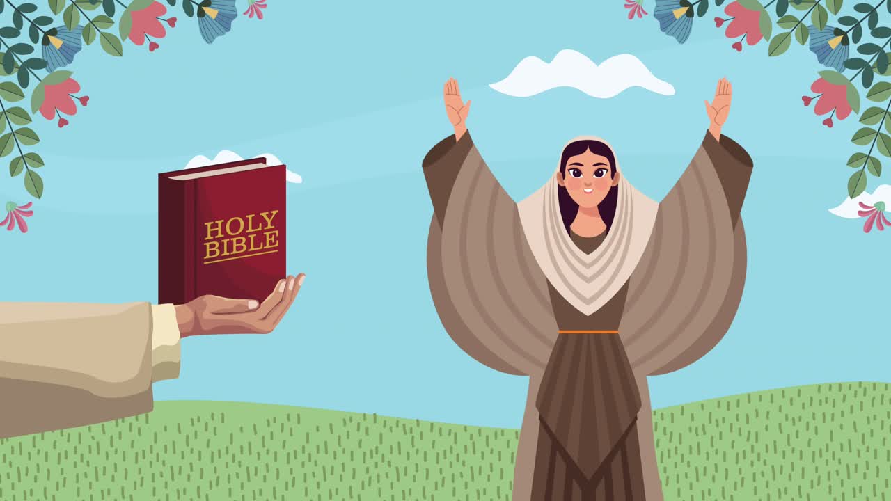 la virgen maría con el vestido marrón