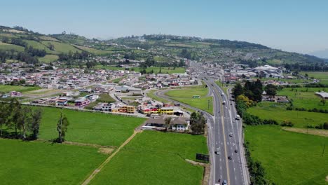 Aerial-Road-network-Tambillo,-Mejía-Canton,-Pichincha-Province,-Ecuador