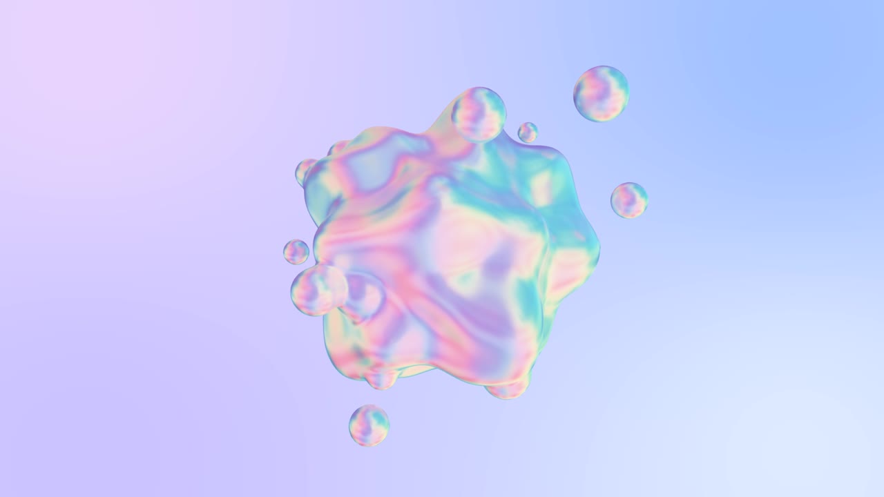 Holographic liquid blobs abstract flowing animation. 4K abstract background loop.
