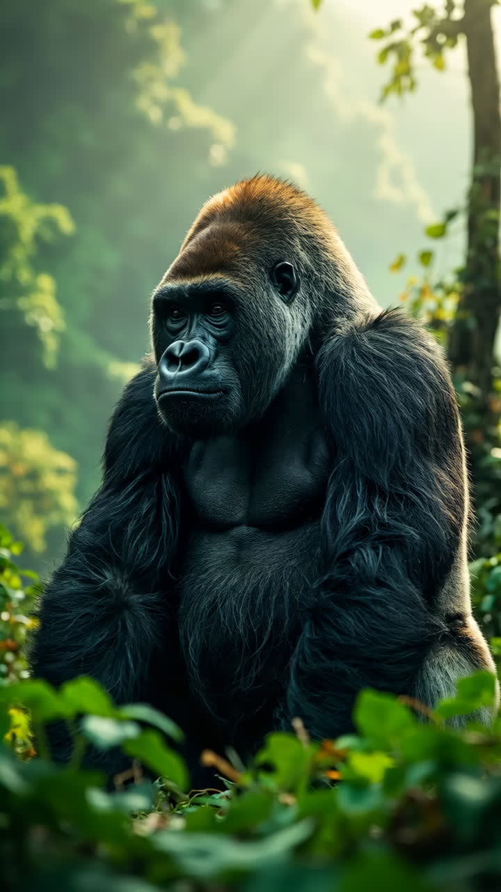 Majestic Gorilla in a Lush Forest