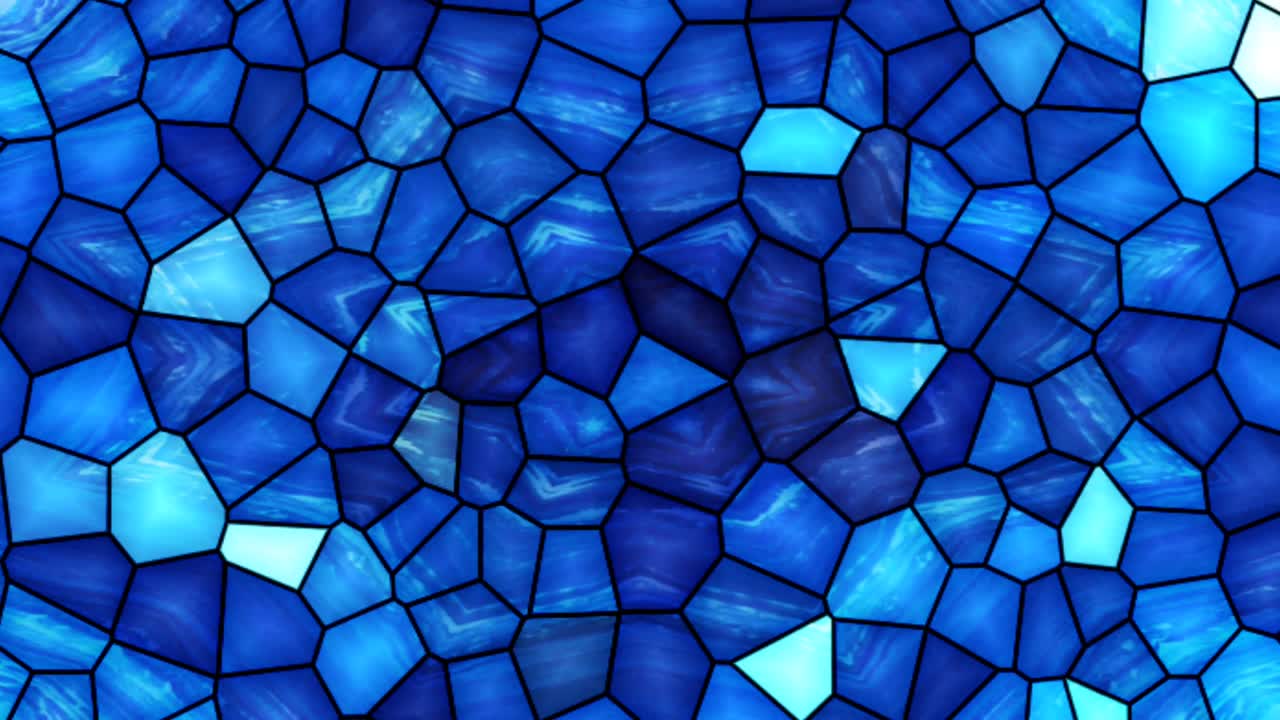 hermoso fondo de animación de patrón poligonal de vidrio azul abstracto y colorido.
