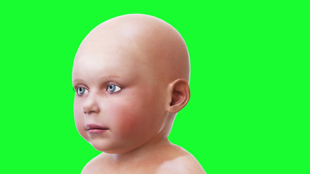 Bebê engraçado, crianças. Animação realista em tela verde