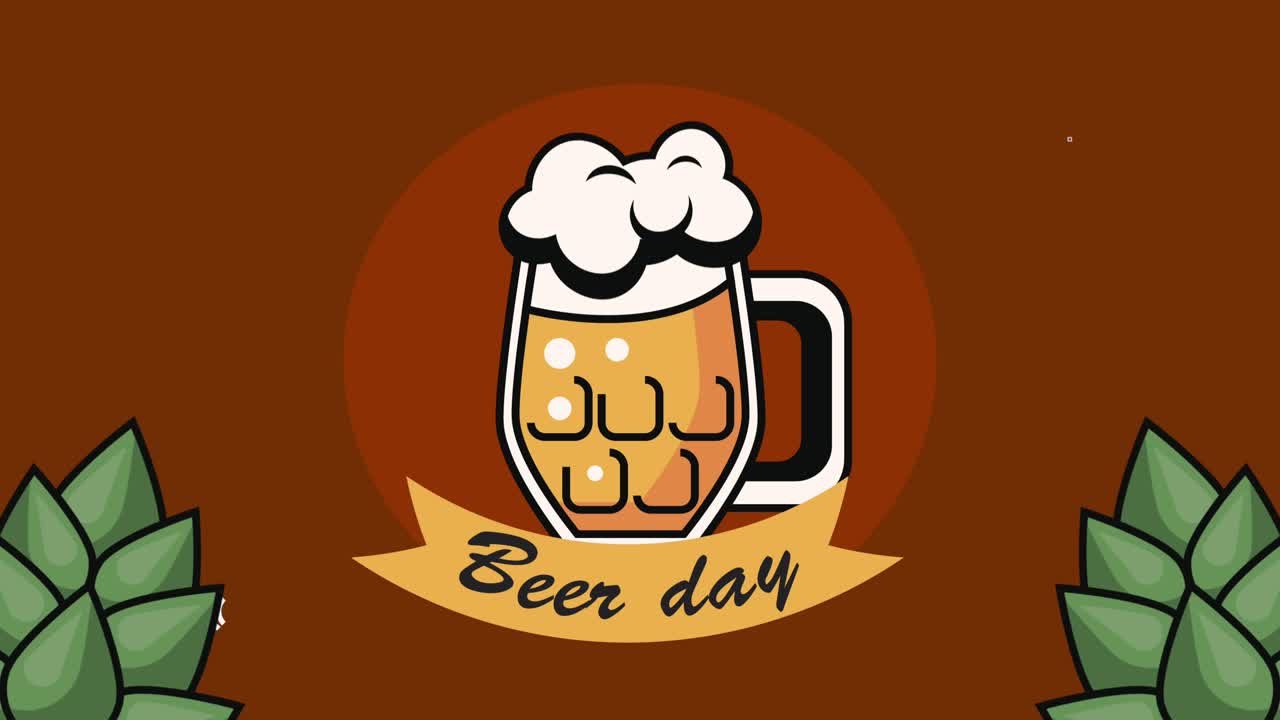 beer day lettering in ribbon frame