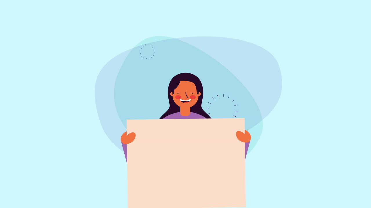 정보 배너를 들고 있는 젊은 사업가