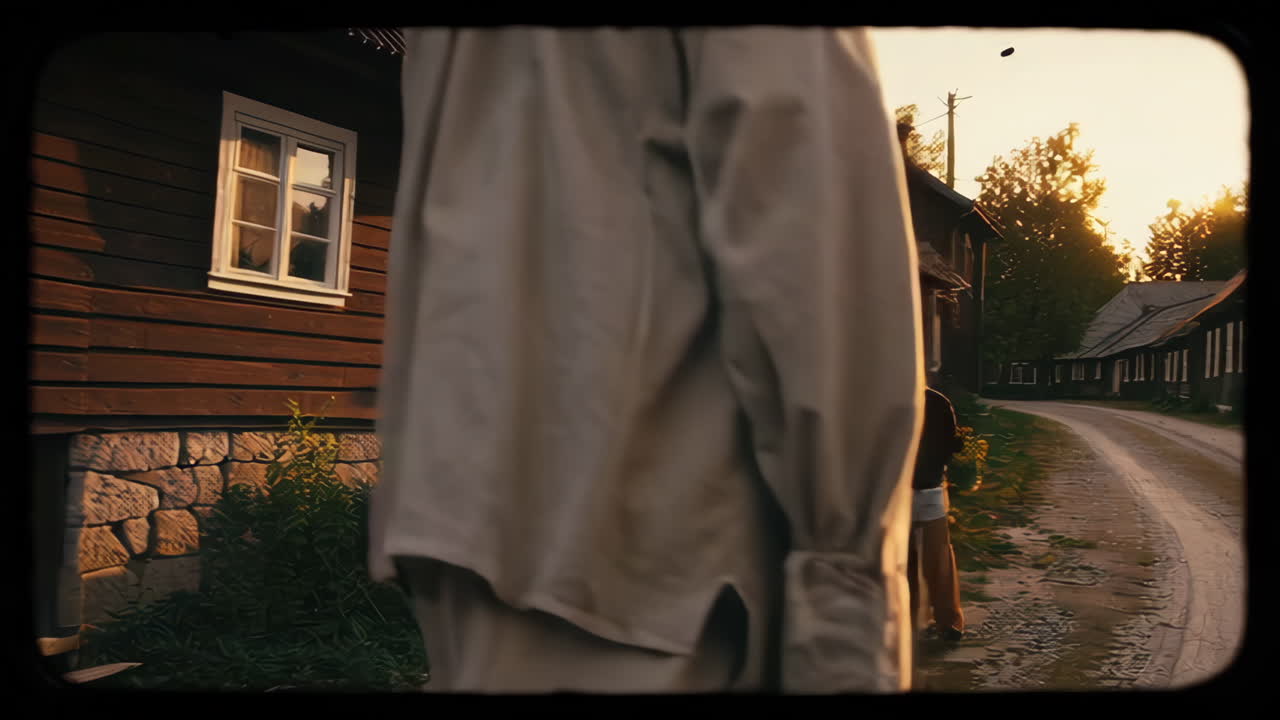 해가 지는 옛 마을 장면