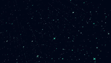 glowing small crosses and dots in dark galaxy