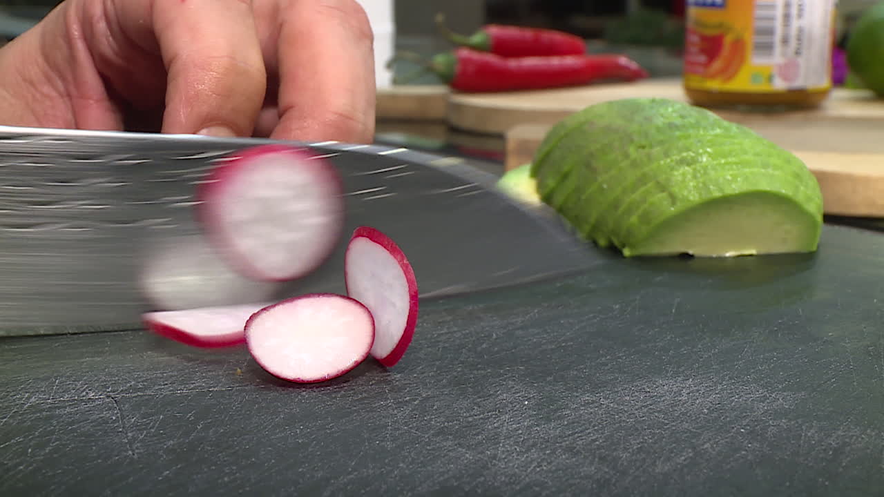 Slicing Radishes and Avocado
