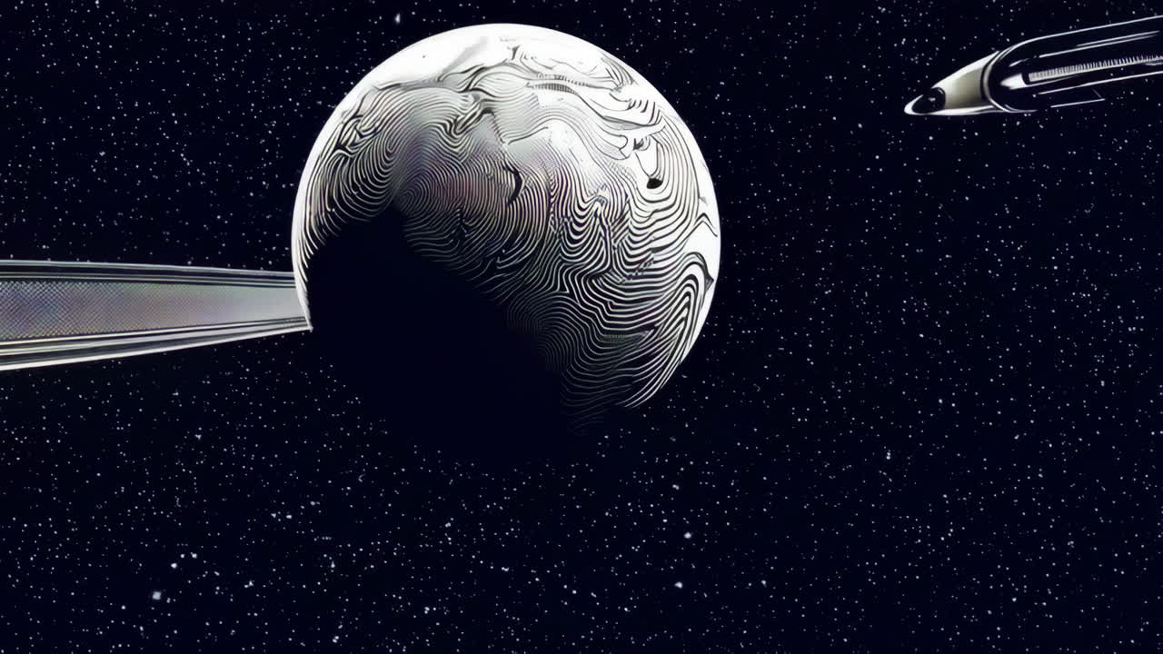 Abstract Planet and Spaceship in Cosmic Space