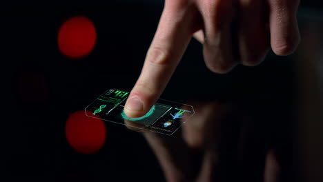 closeup fingerprint health scanner display information analyse biometrical data