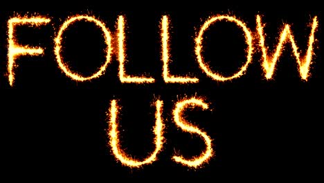 follow us text sparkler glitter sparks firework loop animation