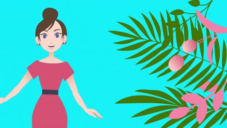 Animación-De-Una-Mujer-Hablando-Sobre-Iconos-De-Plantas