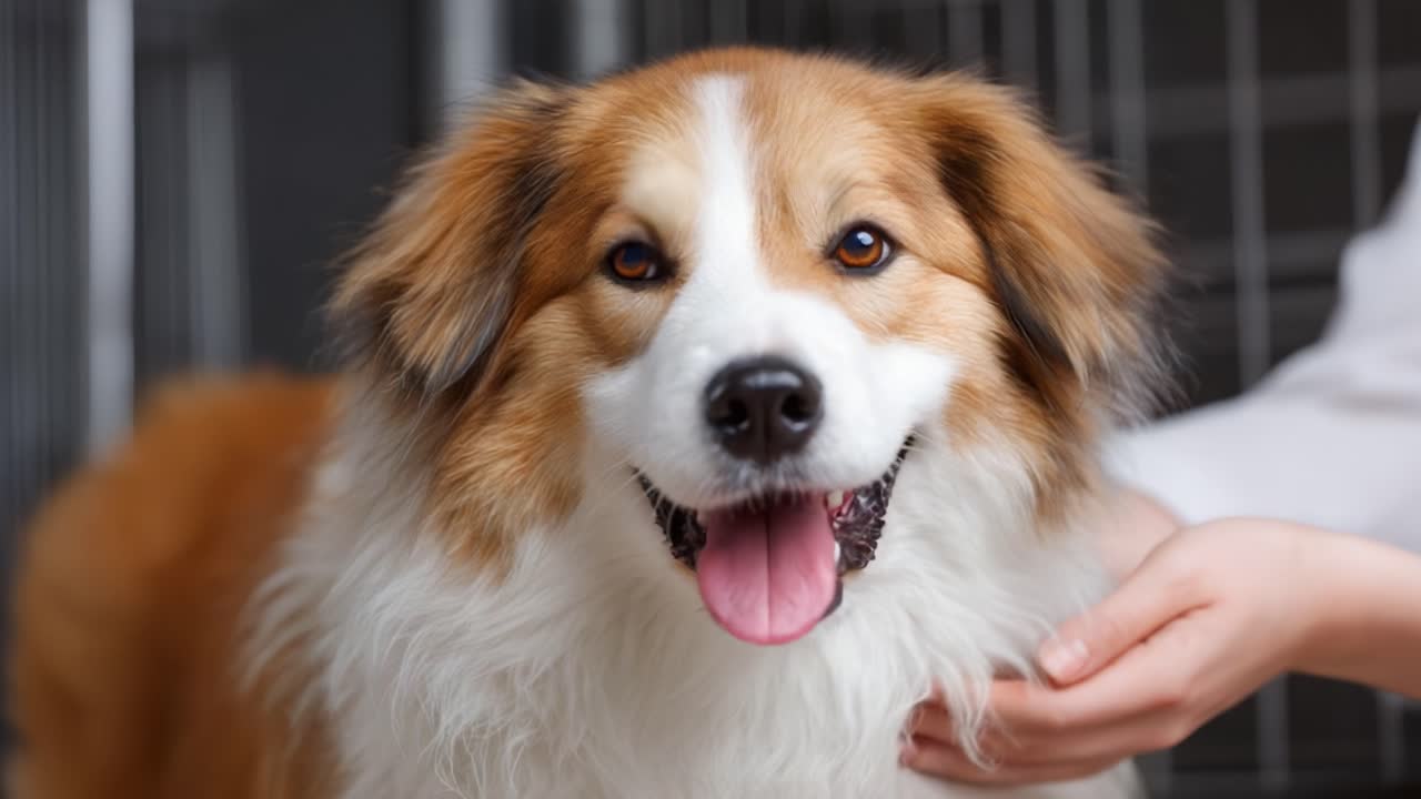 A Joyful Dog Receiving Gentle Attention and Care in a Comfortable Environment: Capturing the Heartwarming Bond Between Animals and Humans