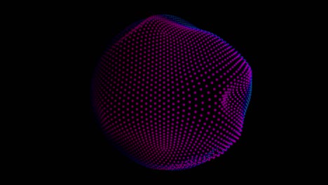 ondas de distorsión en la esfera abstracta de partículas bucle. salpicaduras de datos digitales de una matriz de puntos esféricos. forma de onda redonda ui elemento. fallo futurista