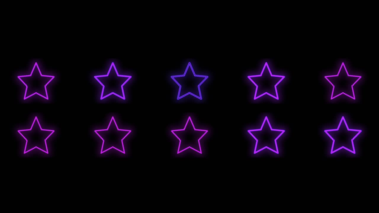 카지노 스타일의 네온 불빛으로 보라색 별 패턴을 깜박입니다.