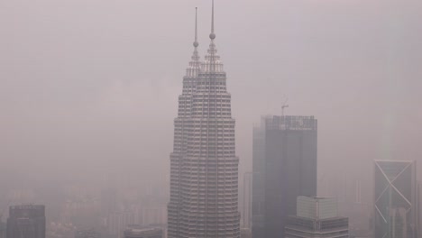 view of the petronas twin towers, the tallest twin buildings in the world in kuala lumpur, malaysia skyline