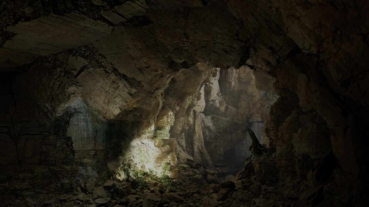 Esplorare una grotta misteriosa con luce naturale che illumina le formazioni rocciose