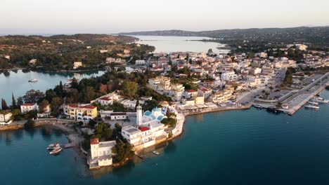 drone view of mediterranean coastal town in the morning