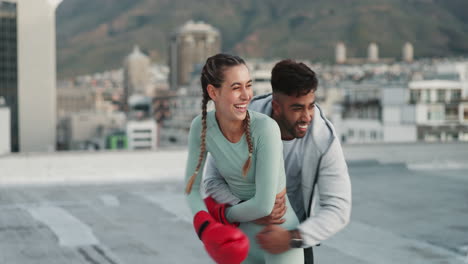fitness, personal trainer and woman boxing