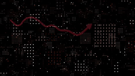 animación del gráfico con flecha sobre puntos que forman un patrón abstracto contra un fondo negro