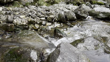 close-up of a stream flowing into the stones