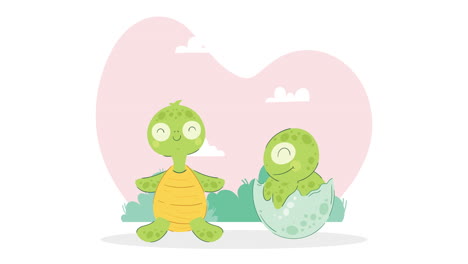 una tortuga linda de pie caminando animación