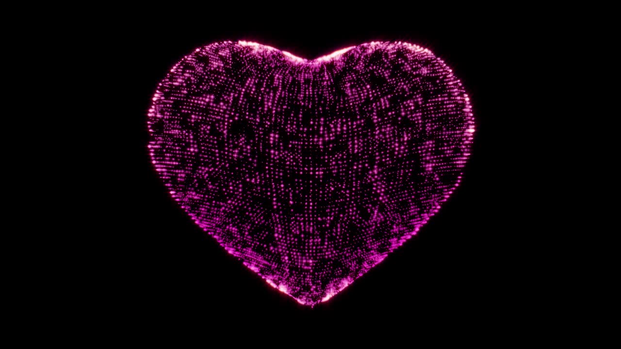 핑크색 별 입자와 함께 심장 모양, 루프 애니메이션
