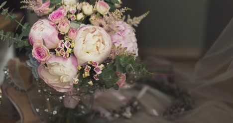 wedding bouquet at bride preparations