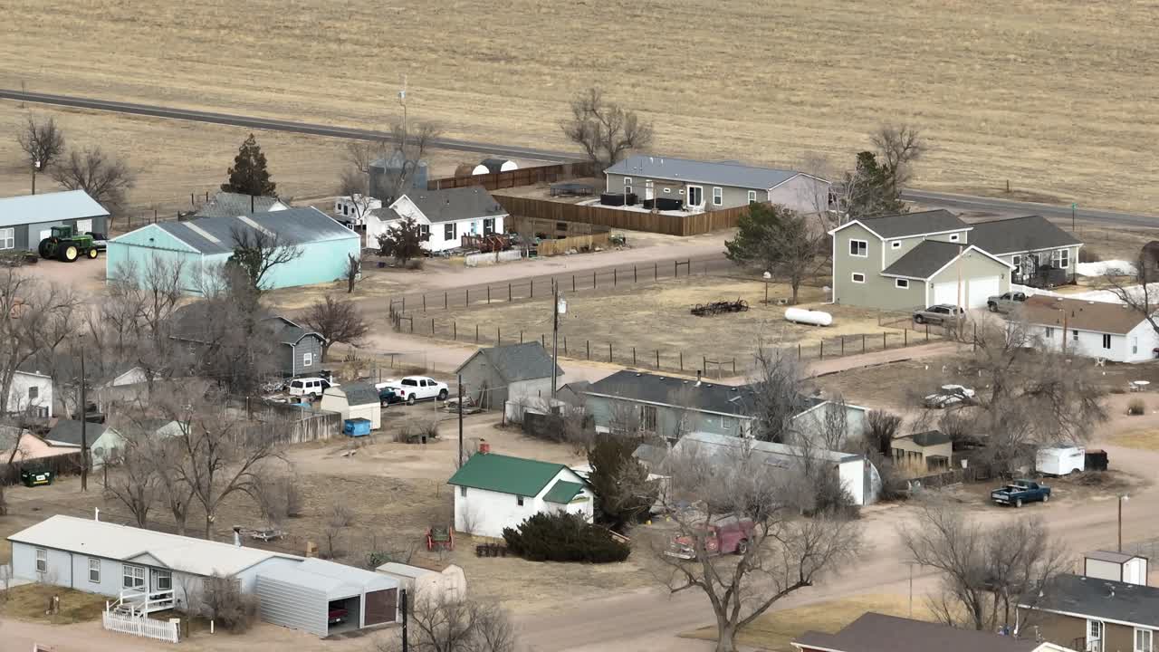 Briggsdale Colorado residential details on a drone flight over town