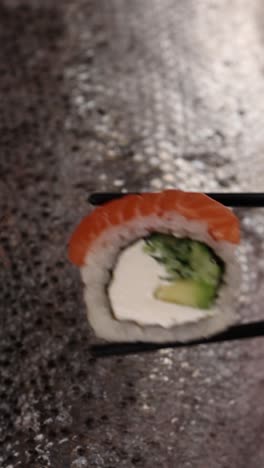 salmon avocado cream cheese sushi roll