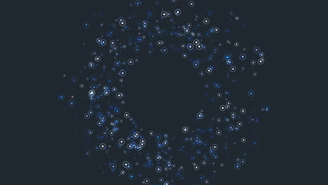 Mesmerizing circle of dots suspended on black background