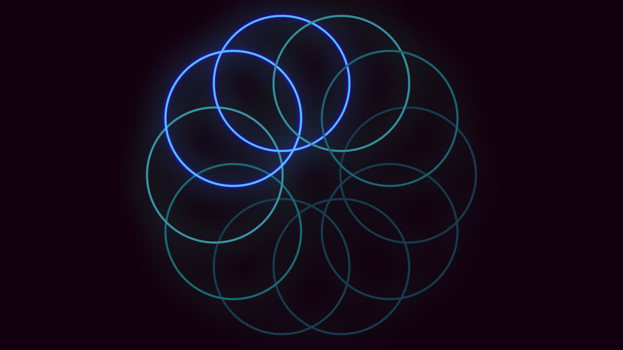 patrón redondo de neón en círculo sobre degradado negro