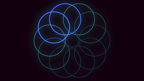 neon round pattern in circle on black gradient