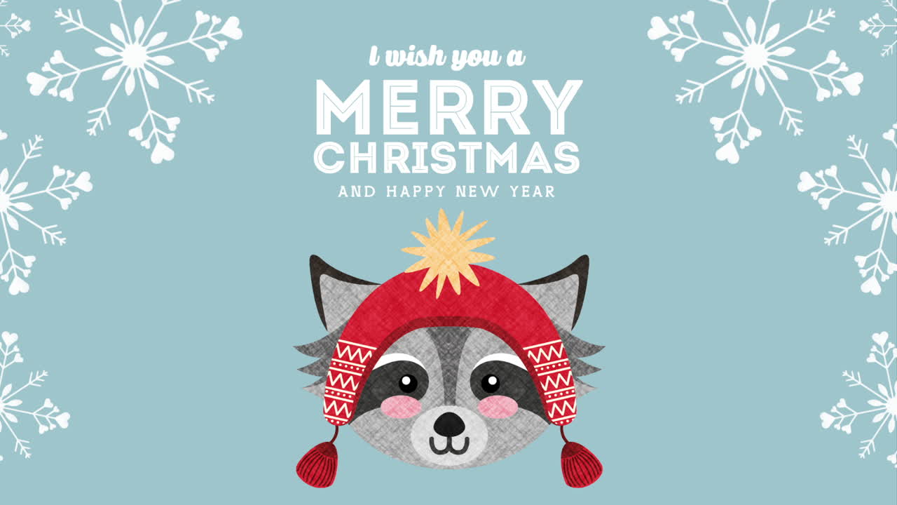 작은 래컨과 함께 메리 크리스마스 카드