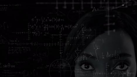 Animation-of-mathematical-equations-over-woman