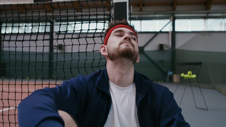 Tennis Player in Indoor Court