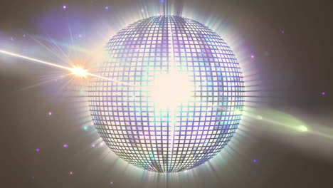 animación de una bola de discoteca brillante sobre un fondo oscuro