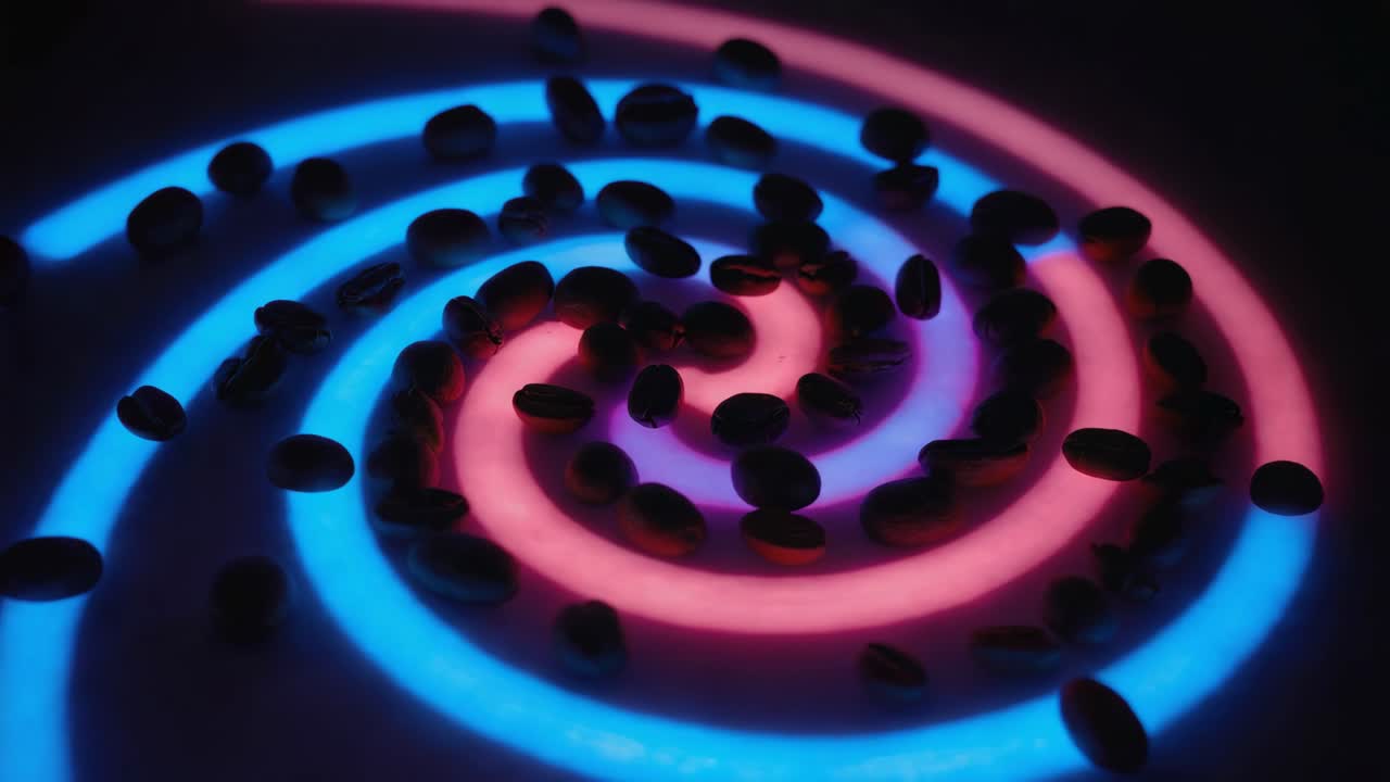 Coffee beans with spiral of light