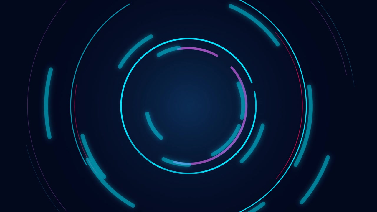 Abstract Motion Graphics with Rotating Neon Circles